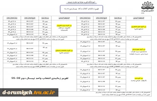 زمانبندی انتخاب واحد 982